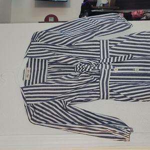 Madewell shimmer stripe midi dress cutout